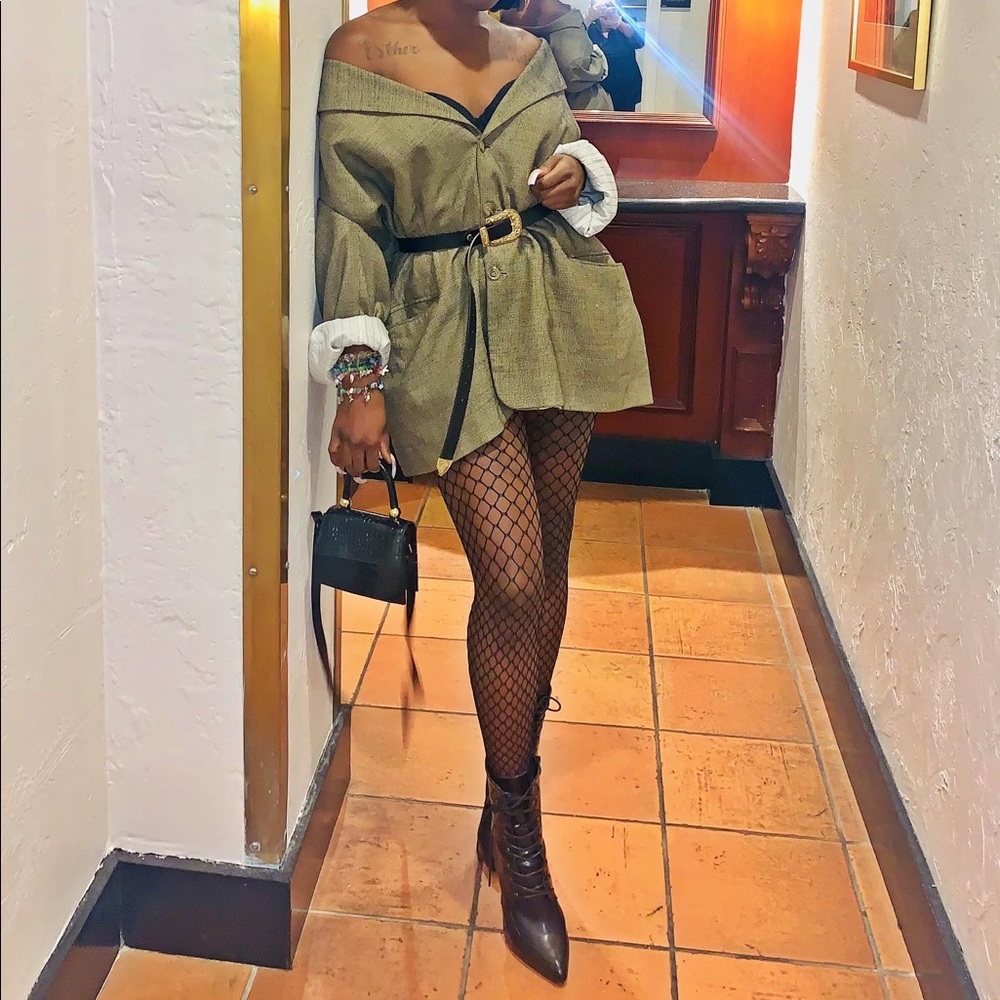 Nude Tweed oversized blazer coat